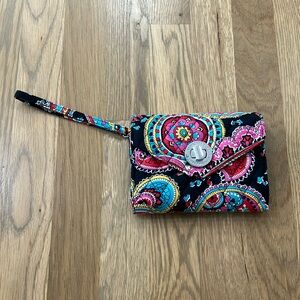 Vera Bradley Women's Parisian Paisley Turn Lock Envelope Short Wallet Wristlet